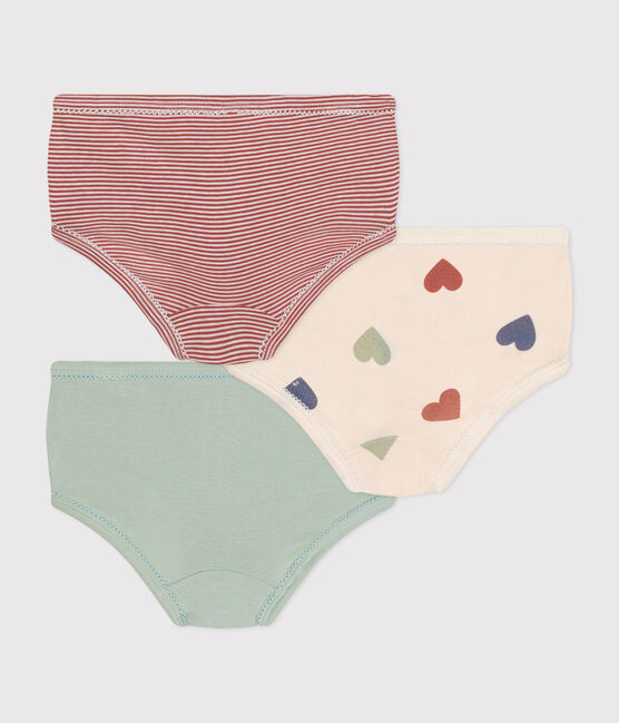 Juego de 3 braguitas infantiles con corazón de algodón de talle alto variante 1