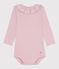 Body liso de algodón con cuello para bebé rosa JOLI