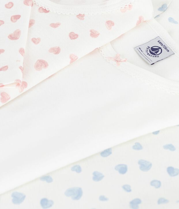 Juego de camisetas infantiles de algod&oacute;n de manga larga con estampado de corazones. multicolor