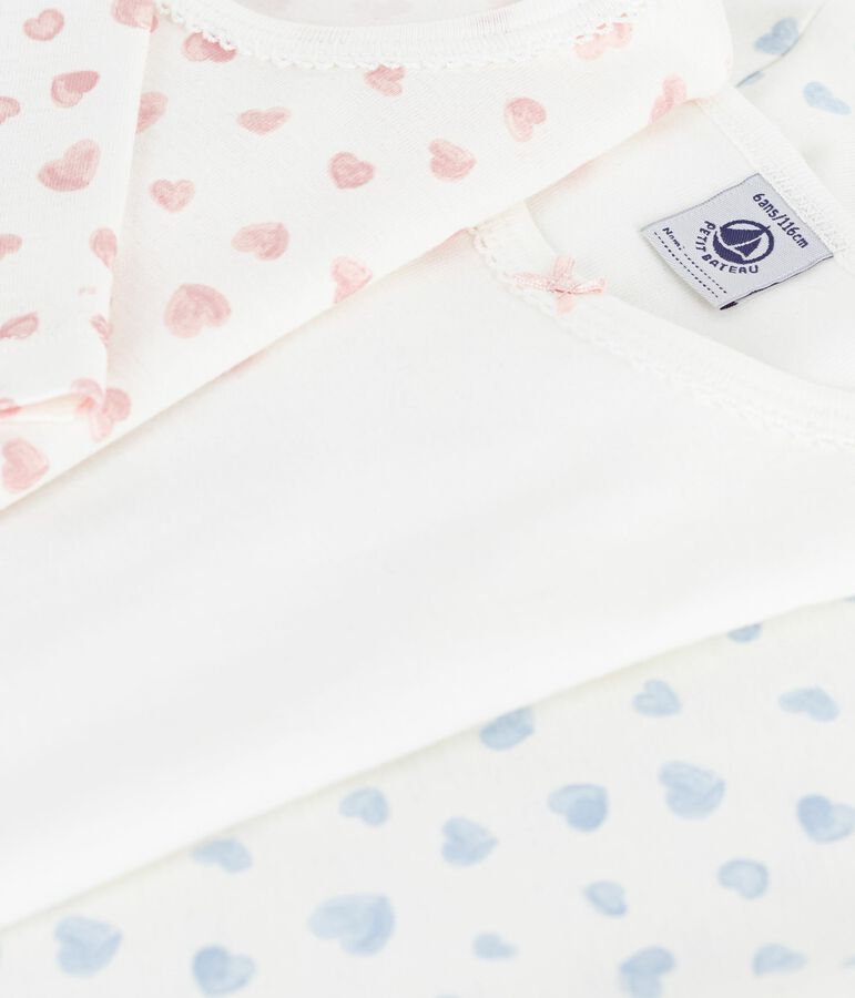 Juego de camisetas infantiles de algod&oacute;n de manga larga con estampado de corazones. multicolor