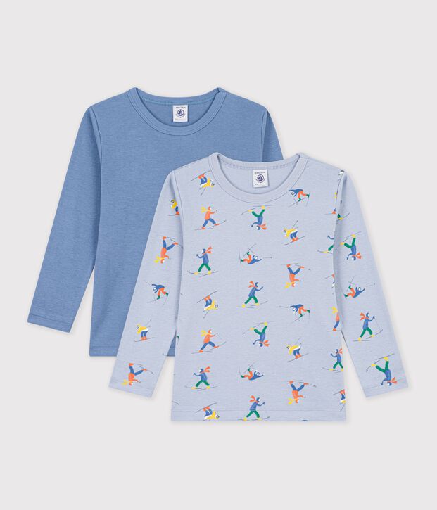 Juego de camisetas infantiles de algod&oacute;n de manga larga con estampado multicolor