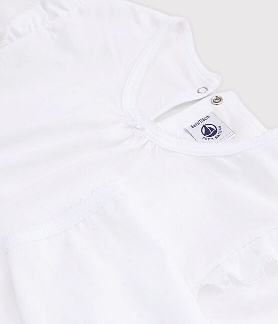 Pijama de algodón fino para niña blanco ECUME