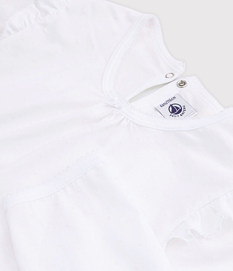 Pijama de algod&oacute;n fino para ni&ntilde;a blanco ECUME