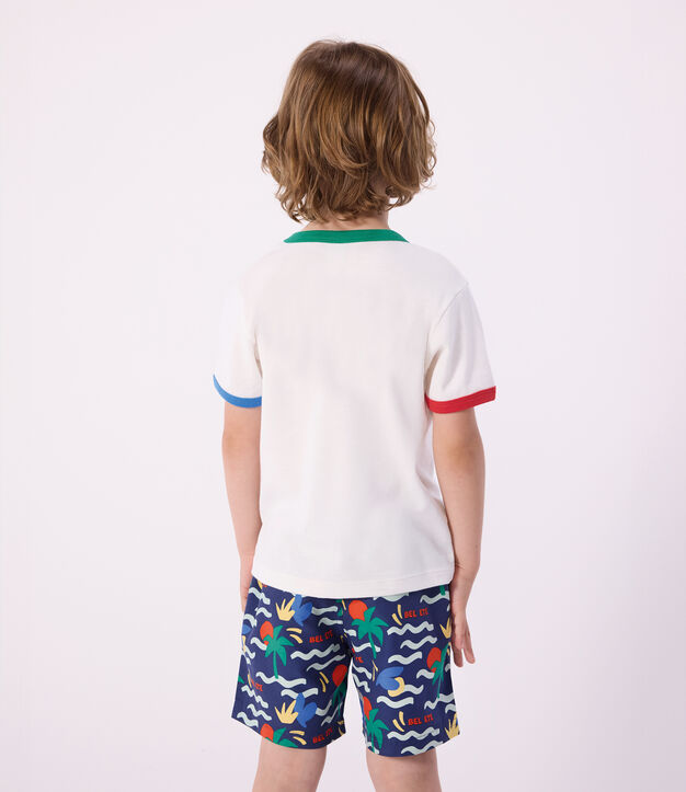 Camiseta infantil de manga corta de algod&oacute;n blanco