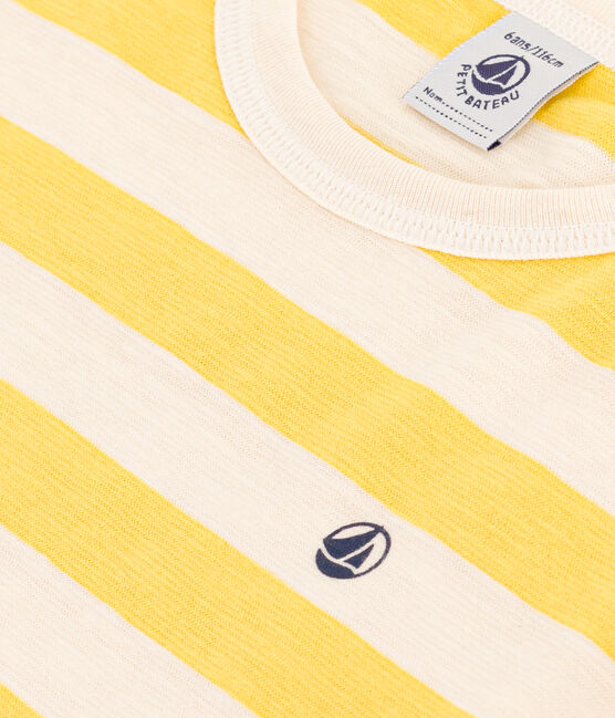 Camiseta a rayas de punto flameado para niño amarillo NECTAR/ AVALANCHE