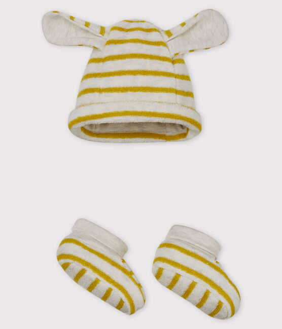Gorro y patucos de rayas para bebé unisex variante 2