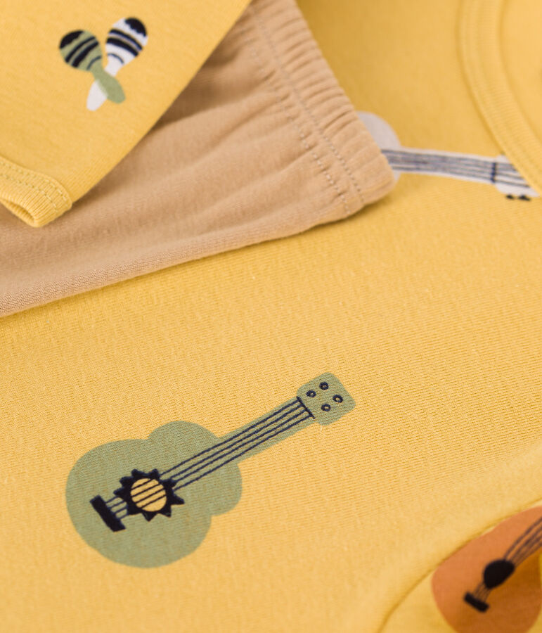 Pijama infantil de manga larga de algod&oacute;n beige/multicolor