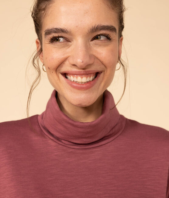 Camiseta LA RECTA de algodón con cuello vuelto para mujer marron JUKE BOX