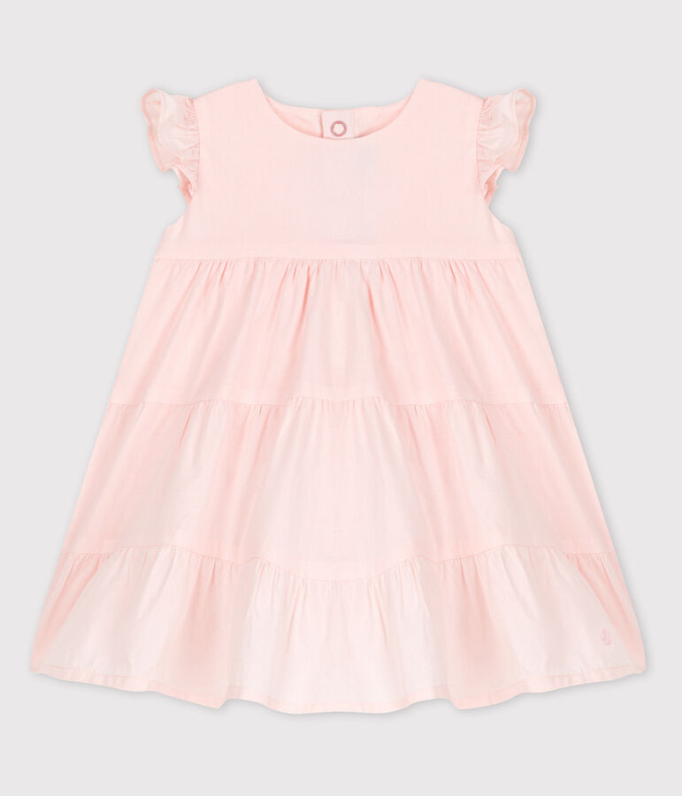 Vestido sin mangas de beb&eacute; de popelina rosa FLEUR