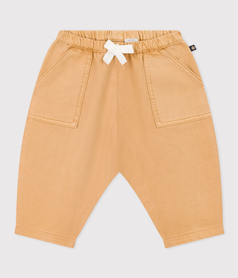 Pantal&oacute;n de tejido vaquero de color para beb&eacute; beige