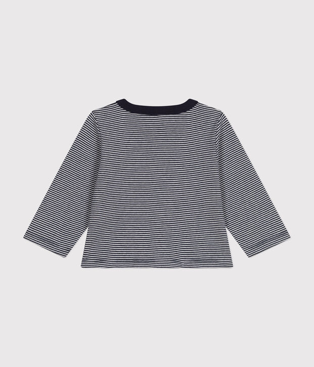 C&aacute;rdigan de tejido t&uacute;bico a rayas para beb&eacute; azul/blanco