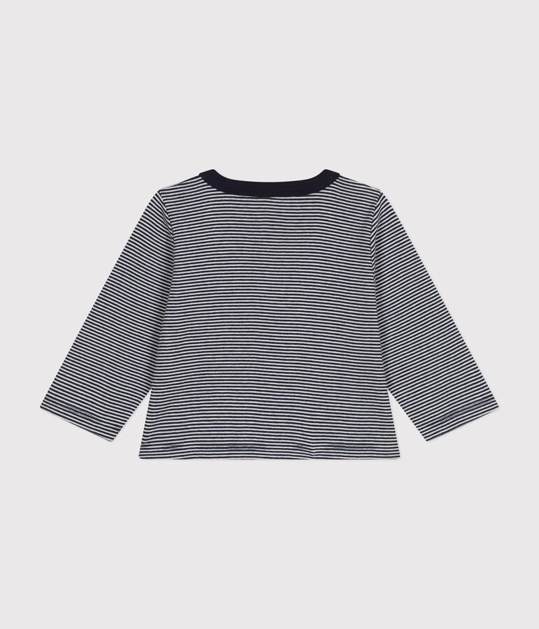 C&aacute;rdigan de tejido t&uacute;bico a rayas para beb&eacute; azul/blanco