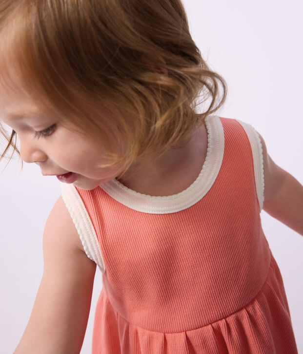 Vestido liso de algod&oacute;n sin mangas para beb&eacute; FLAMAND