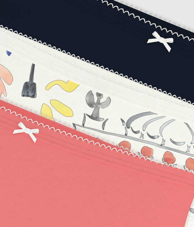 Juego de braguitas infantiles de algod&oacute;n de talle alto con estampado multicolor