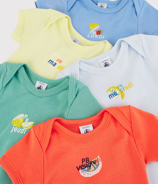 Lote de 5 bodys de manga corta con frutas de beb&eacute; multicolor