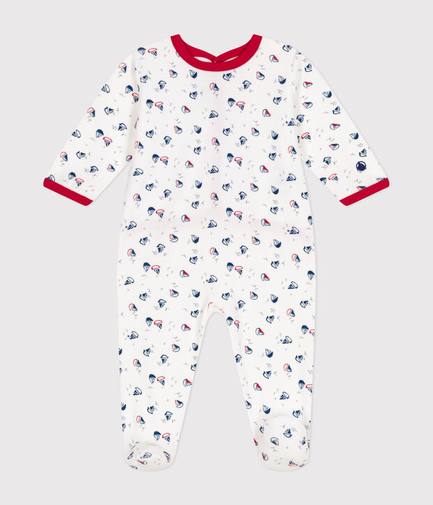Pelele de terciopelo para beb&eacute; blanco/azul/multicolor