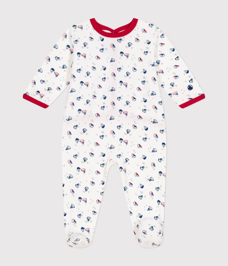 Pelele de terciopelo para beb&eacute; blanco/azul/multicolor