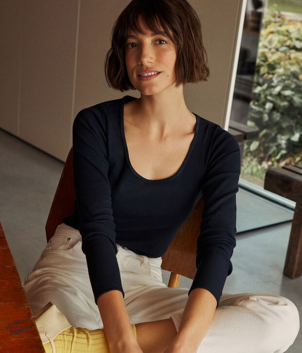 Body de algod&oacute;n y elastano para mujer azul