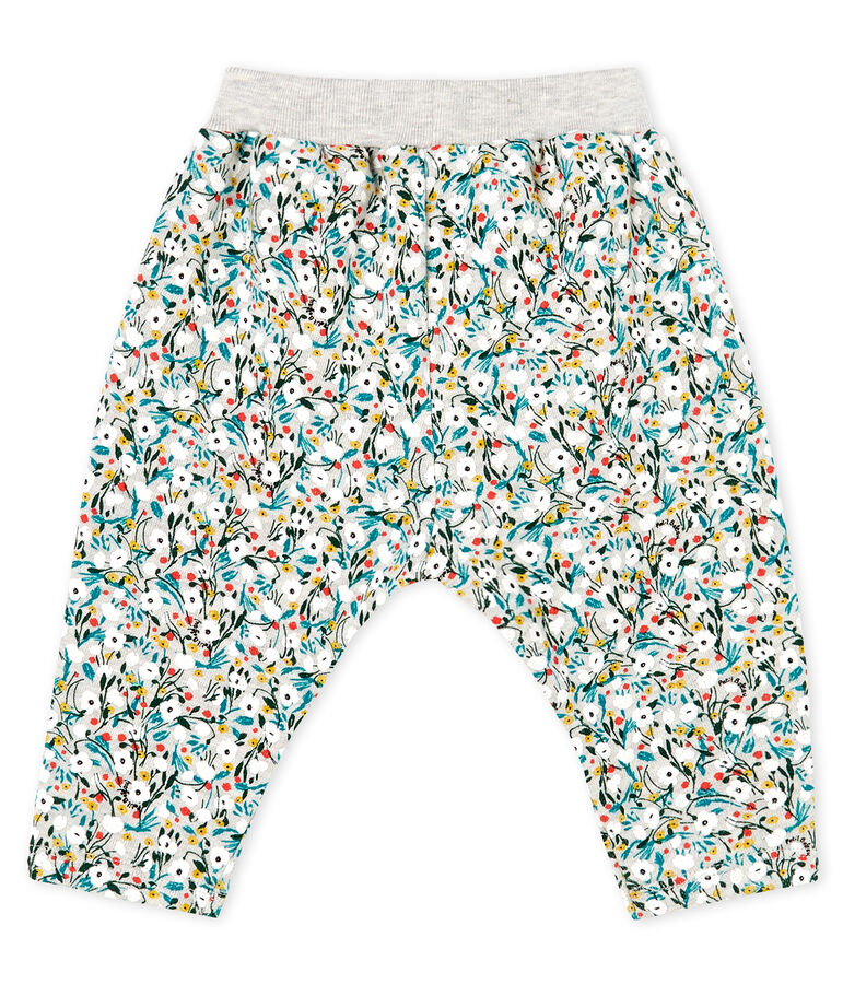 Pantal&oacute;n de mulet&oacute;n estampado para beb&eacute; ni&ntilde;a gris BELUGA/blanco MULTICO CN