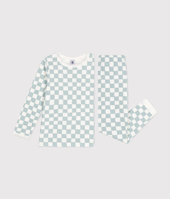 Pijama infantil de algodón con estampado de damero MARSHMALLOW/ PAUL