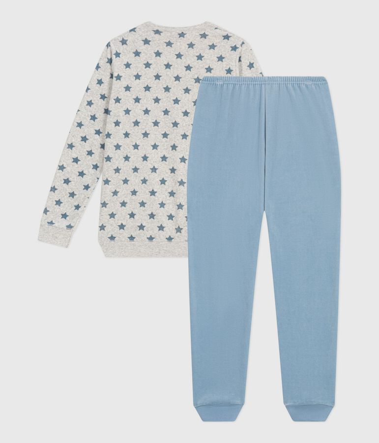 Pijama infantil de terciopelo con estampado de estrellas gris/azul