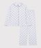 Pijama abotonado de algod&oacute;n con estampado de rayas y corazones para mujer blanco/multicolor