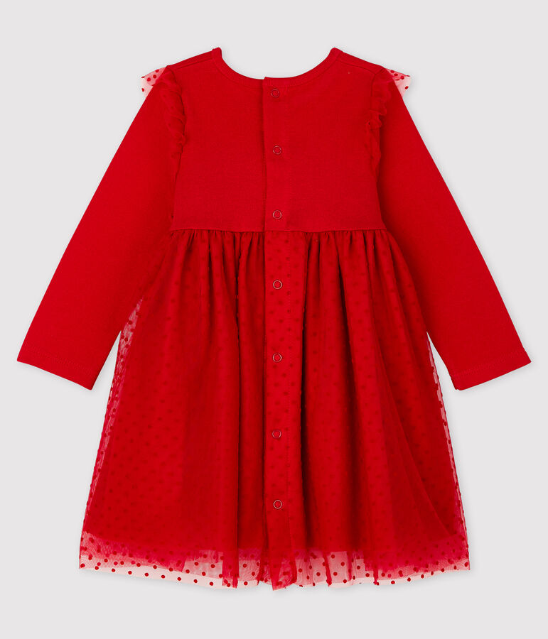 Vestido de manga larga para beb&eacute; ni&ntilde;a rojo