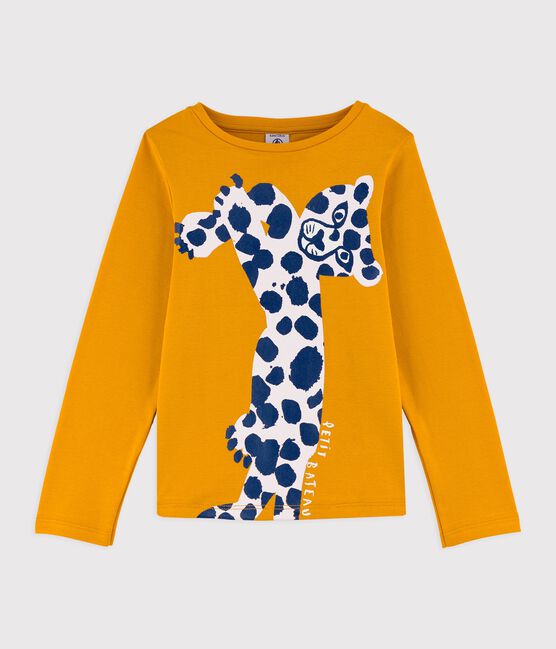 Camiseta de manga larga de algodón de niña amarillo BOUDOR