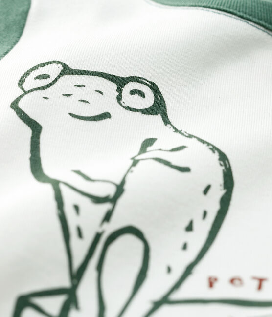 Camiseta de manga corta de algodón de bebé niño blanco MARSHMALLOW/verde VALLEE