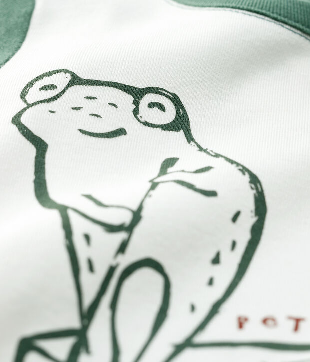 Camiseta de manga corta de algod&oacute;n de beb&eacute; ni&ntilde;o blanco/verde