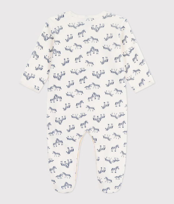 Pijama de terciopelo con estampado de cebra para bebé azul MILK/ SOIR