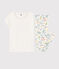 Pijama de flores primaverales de chica/mujer de algodón blanco MARSHMALLOW/blanco MULTICO