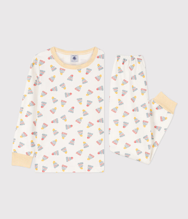 Pijama de felpa gorro para ni&ntilde;o/ni&ntilde;a blanco/multicolor