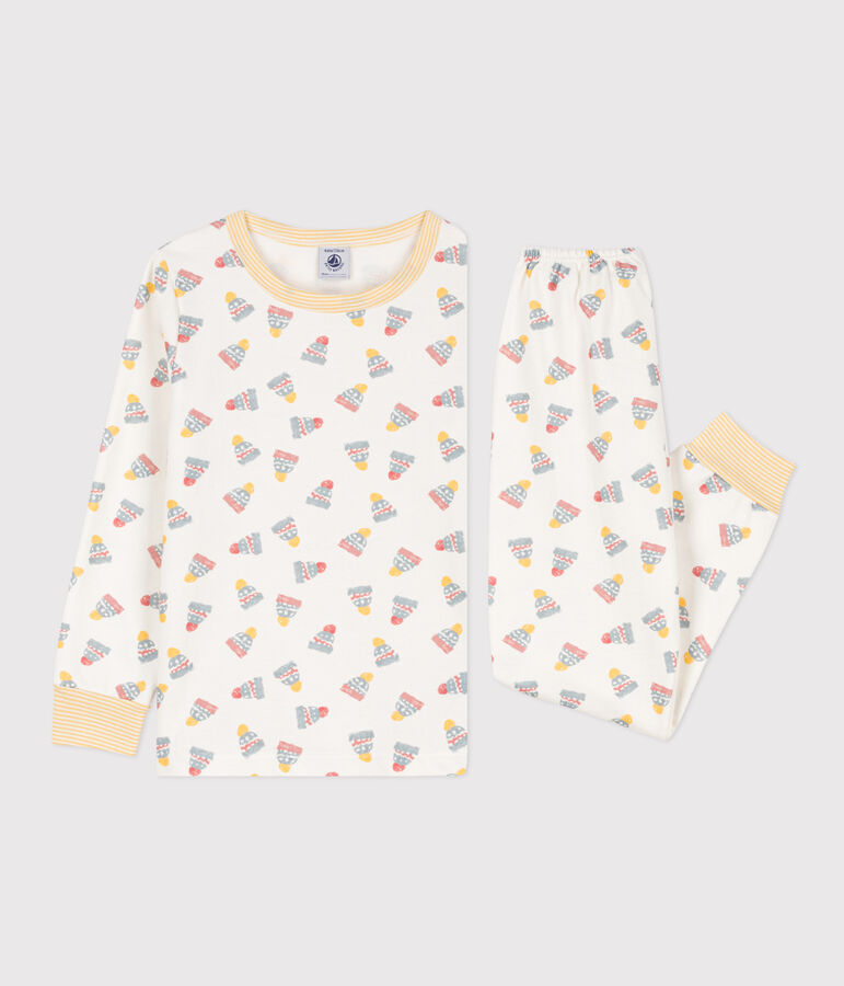 Pijama de felpa gorro para ni&ntilde;o/ni&ntilde;a blanco/multicolor