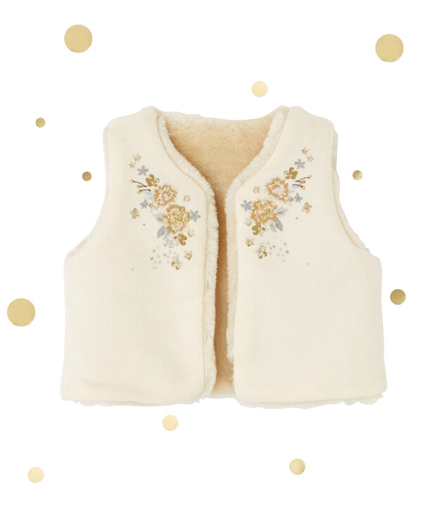 Chaleco de beb&eacute; ni&ntilde;a reversible blanco