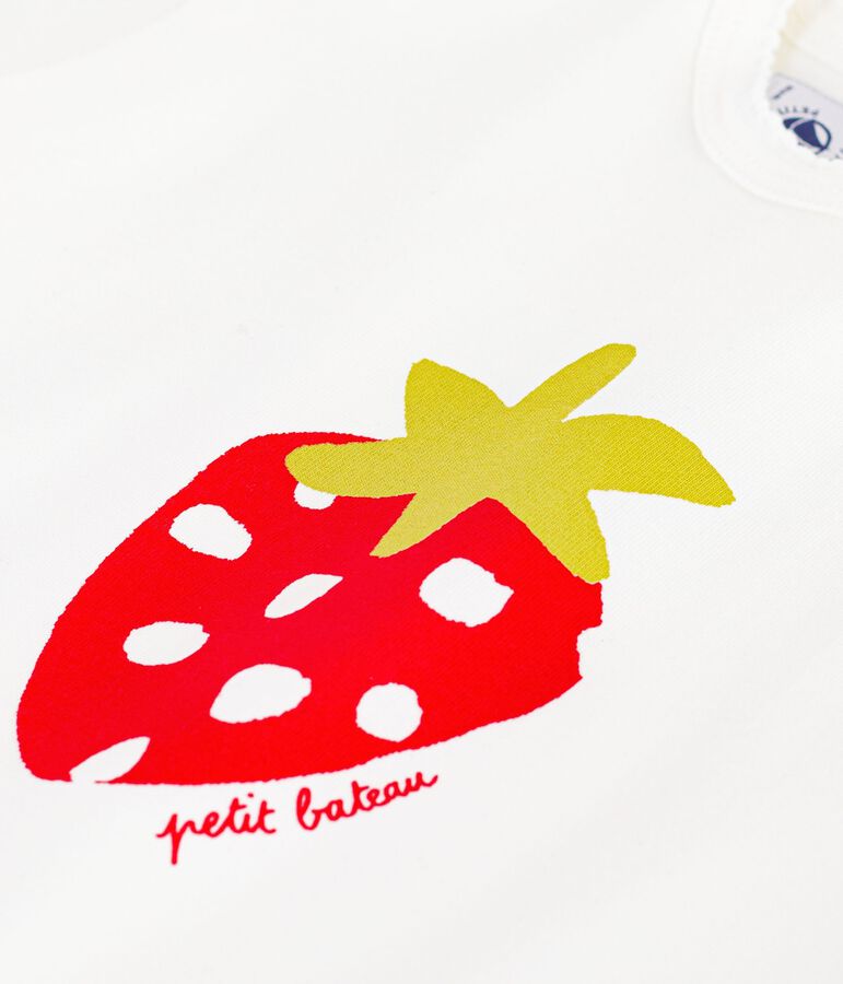 Camiseta de algod&oacute;n de manga corta con estampado para beb&eacute; blanco MARSHMALLOW