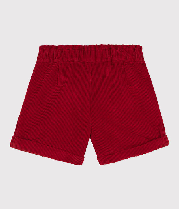 Pantal&oacute;n corto de pana de ni&ntilde;a rojo