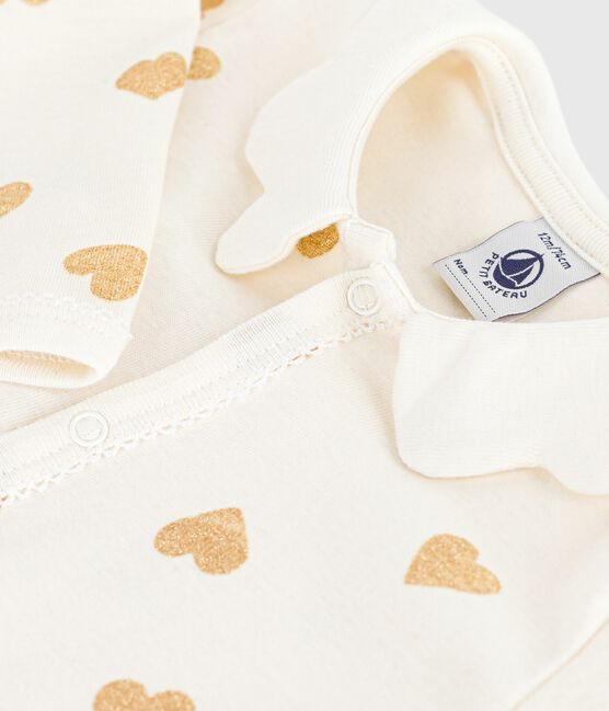 Pijama sin pies de algodón con estampado de corazones dorados para bebé MILK/ DORE