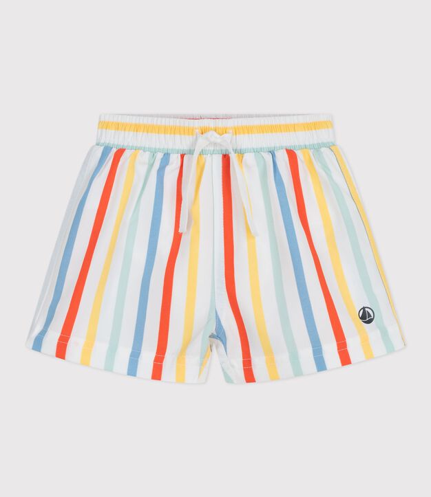 Ba&ntilde;ador a rayas para beb&eacute; blanco/multicolor