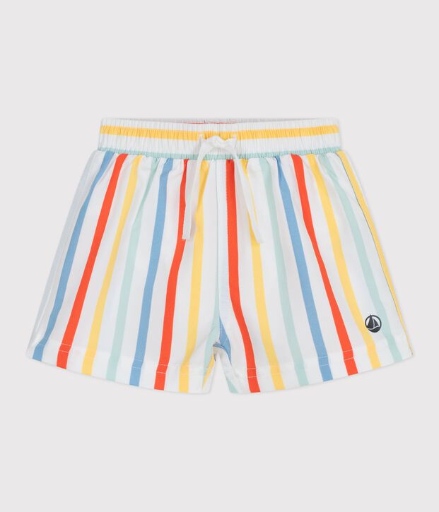 Ba&ntilde;ador a rayas para beb&eacute; blanco/multicolor