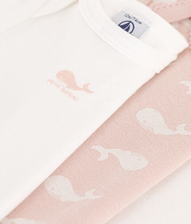 Juego de 3 bodis de algod&oacute;n de manga larga con ballenas rosas multicolor