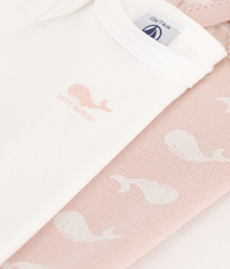 Juego de 3 bodis de algod&oacute;n de manga larga con ballenas rosas multicolor