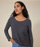 Camiseta Recta de manga larga de punto flameado con cuello de bailarina para mujer SMOKING/ MONTELIMAR