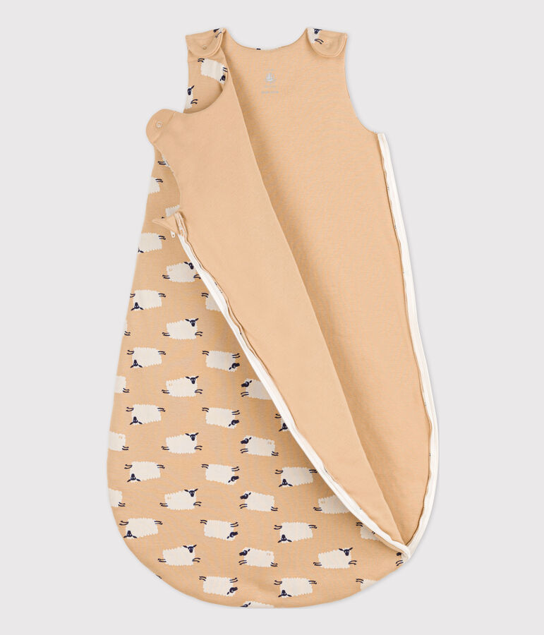 Saco de dormir de algod&oacute;n con motivo de oveja para beb&eacute; beige/multicolor