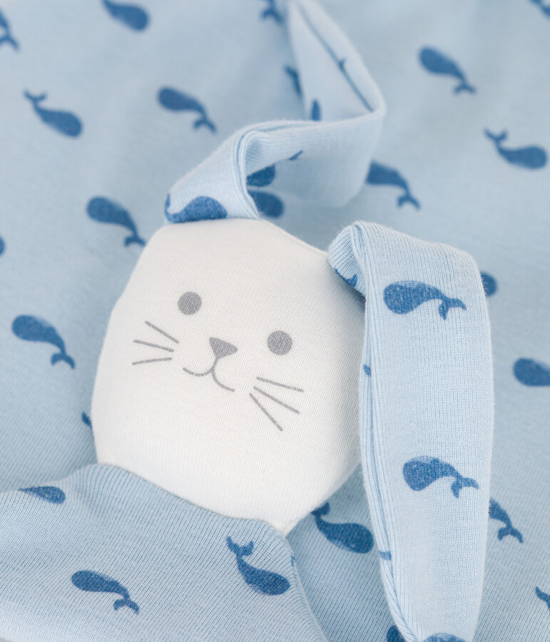 Doudou de algod&oacute;n estampado para beb&eacute; azul/azul