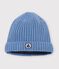 Gorro de punto tricotado con forro polar para beb&eacute; azul