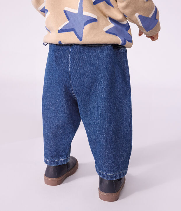 Pantal&oacute;n denim liso para beb&eacute; azul
