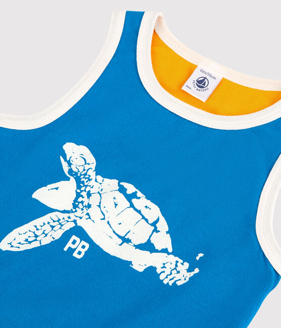 Camiseta de tirantes de punto de niño azul MYKONOS