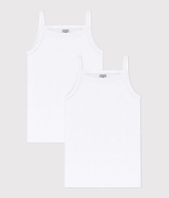 Lote de 2 camisetas de tirantes blancas de ni&ntilde;a