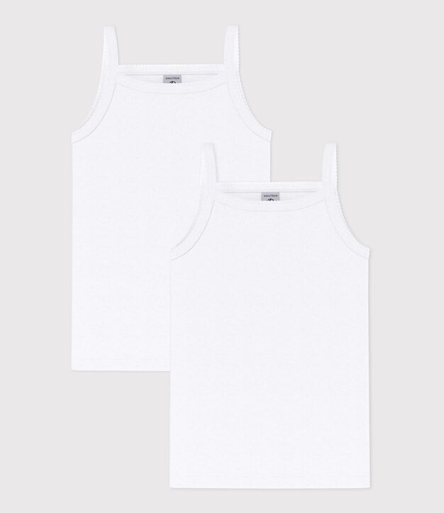 Lote de 2 camisetas de tirantes blancas de ni&ntilde;a multicolor